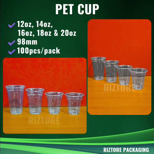 PET Cups and Lids 98mm 100 pcs