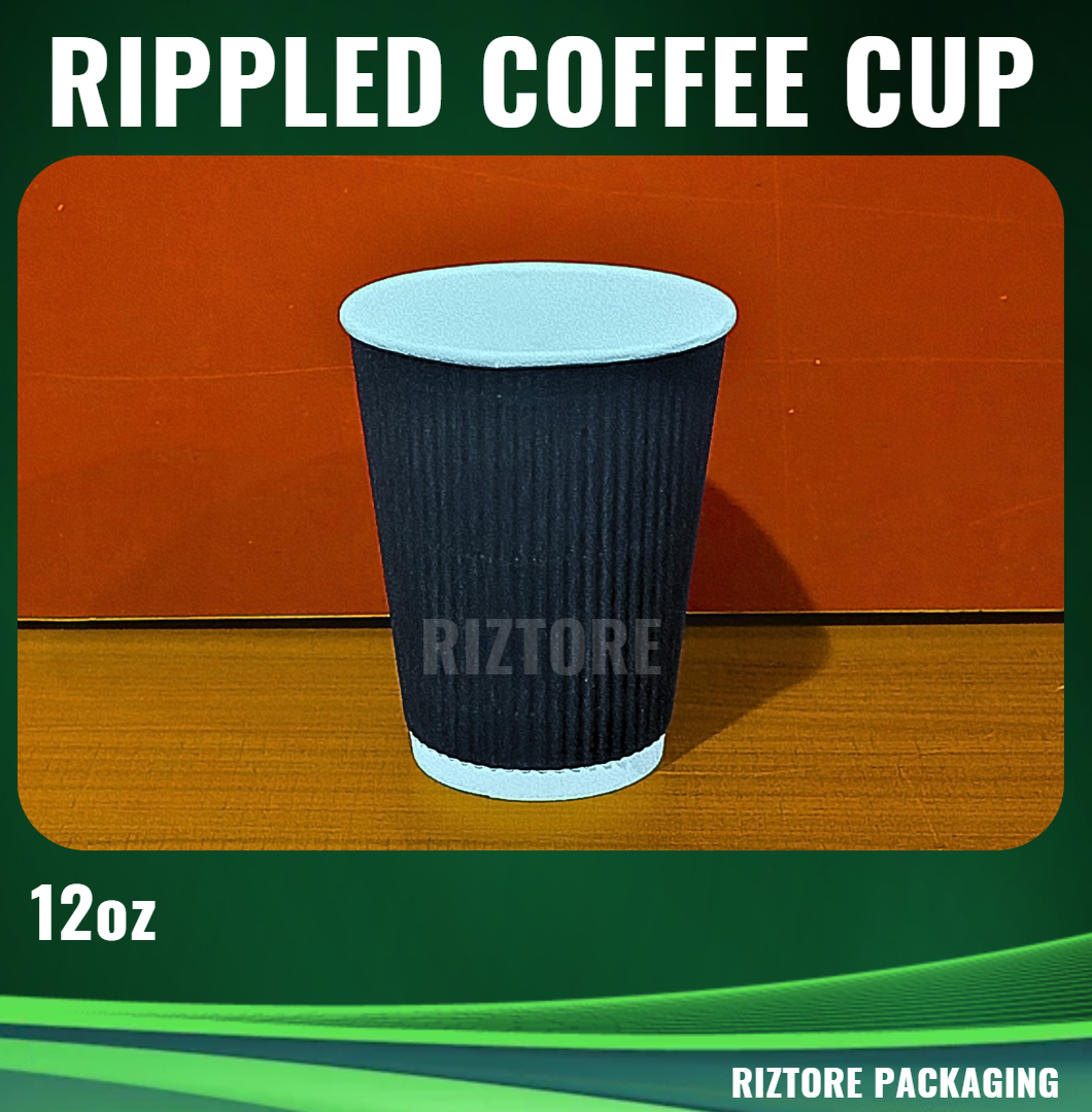 Coffee Cups 8oz, 12oz, 16oz (Double Wall, Rippled)