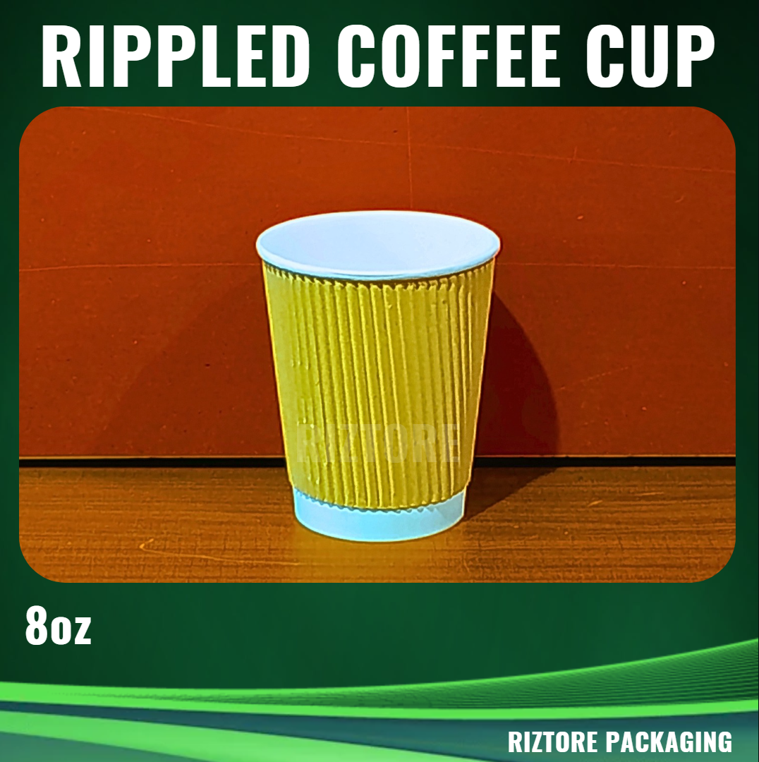 Coffee Cups 8oz, 12oz, 16oz (Double Wall, Rippled)