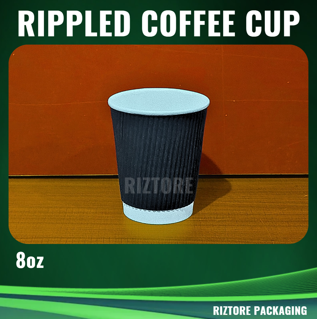 Coffee Cups 8oz, 12oz, 16oz (Double Wall, Rippled)