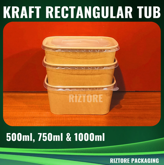 Kraft Rectagular Tub 50pcs/pack