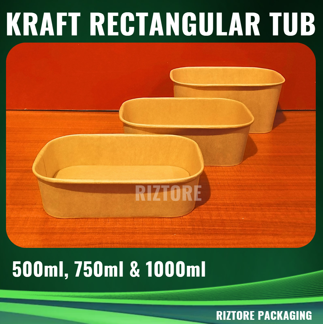 Kraft Rectagular Tub 50pcs/pack