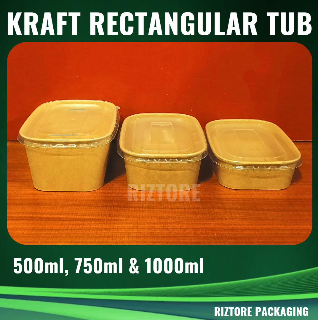 Kraft Rectagular Tub 50pcs/pack