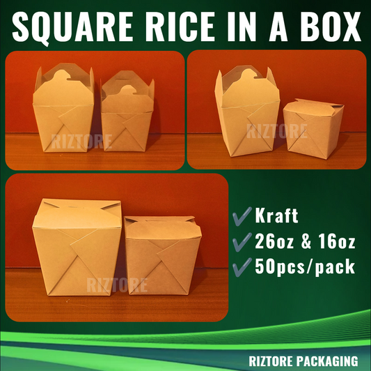 Kraft Square Rice In A Box 50pcs/pack