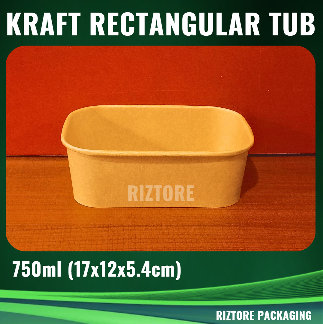 Kraft Rectagular Tub 50pcs/pack