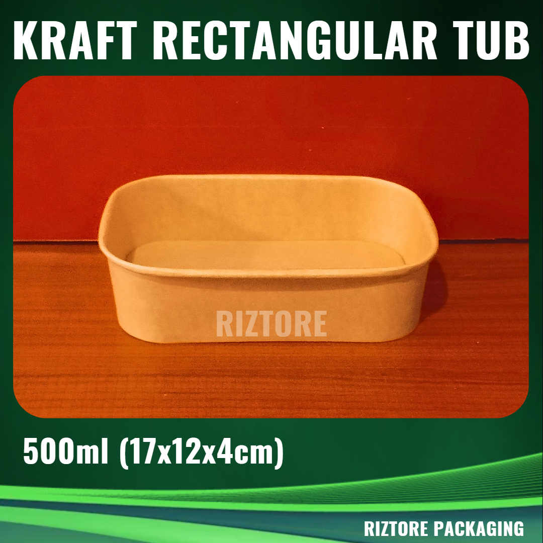Kraft Rectagular Tub 50pcs/pack