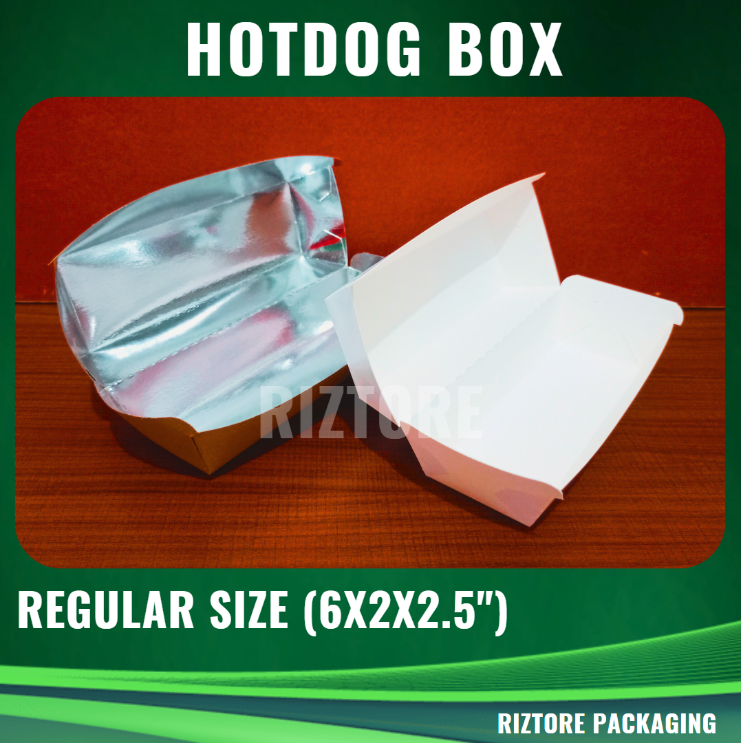 Hotdog/Takoyaki Box Laminated White/Silver/Brown 320cc