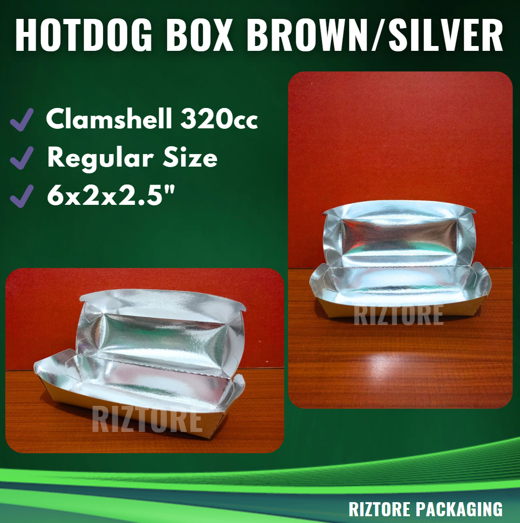 Hotdog/Takoyaki Box Laminated White/Silver/Brown 320cc