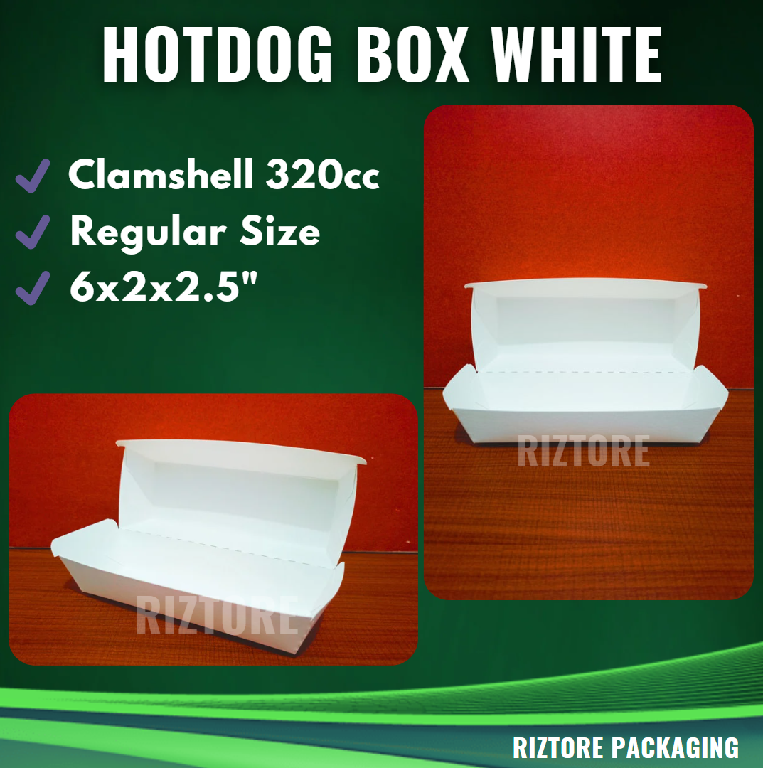 Hotdog/Takoyaki Box Laminated White/Silver/Brown 320cc