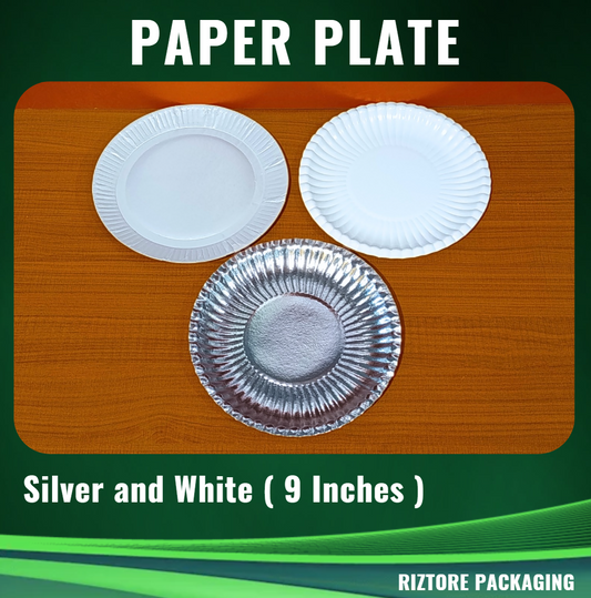 Paper Plate (Silver & White)