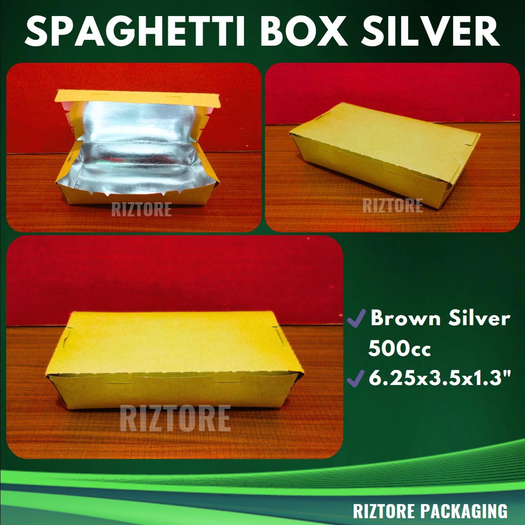 Spaghetti Box White and Brown Silver 500cc – Riztore Packaging