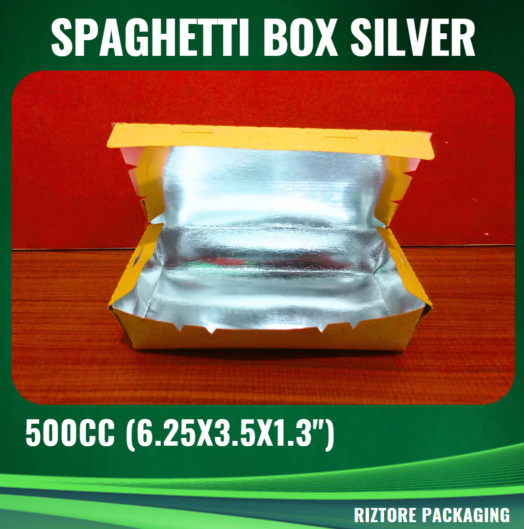 Spaghetti Box White and Brown Silver 500cc – Riztore Packaging
