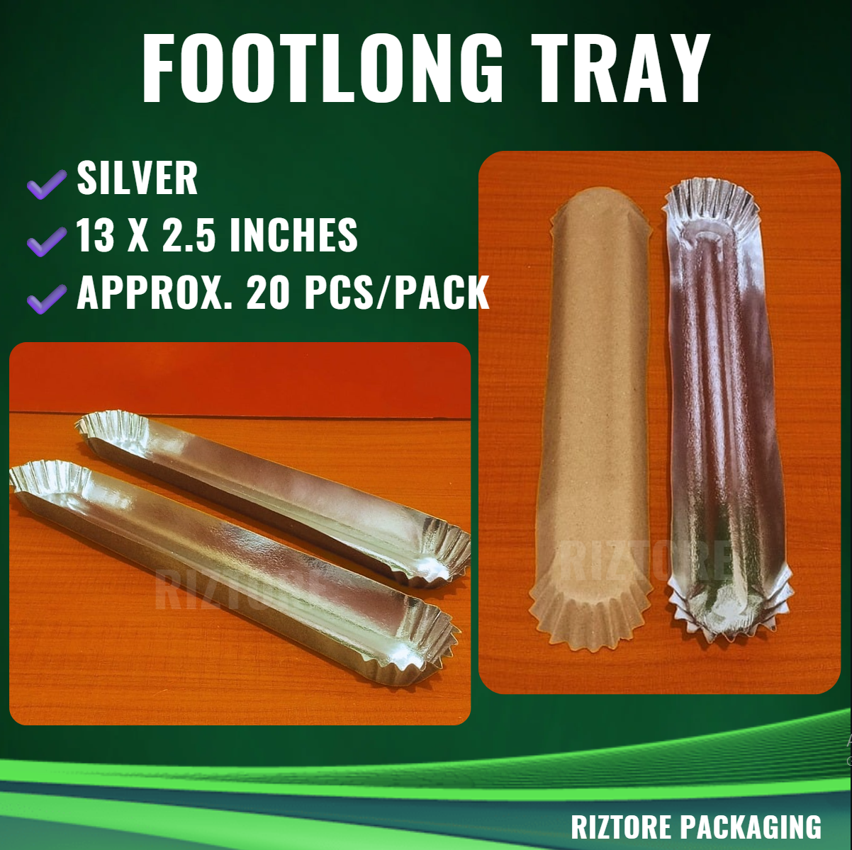Footlong Tray Brown/SIlver  20's