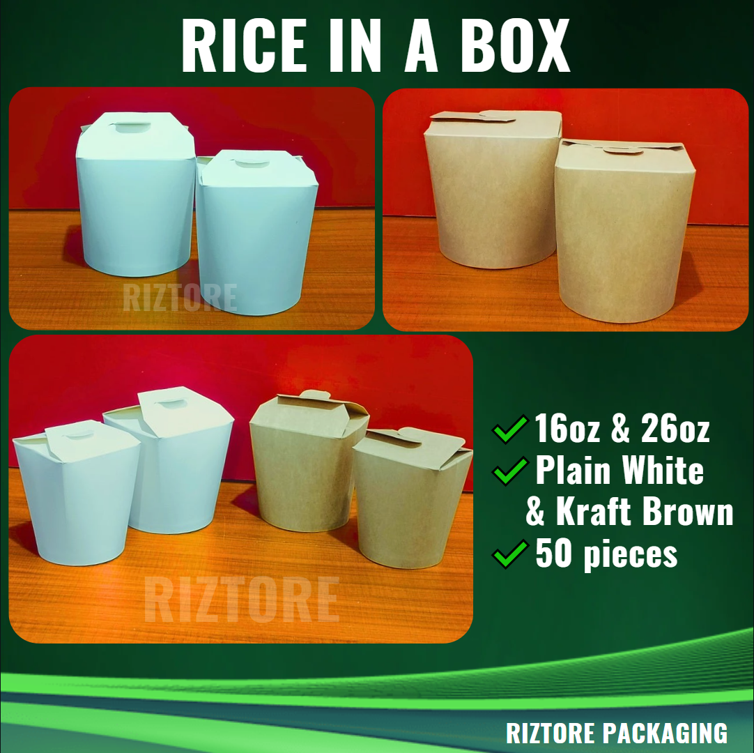 Rice in a Box Kraft Brown and White 16oz and 26oz