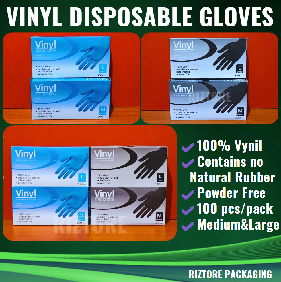 Vinyl Disposable Gloves Black/Blue