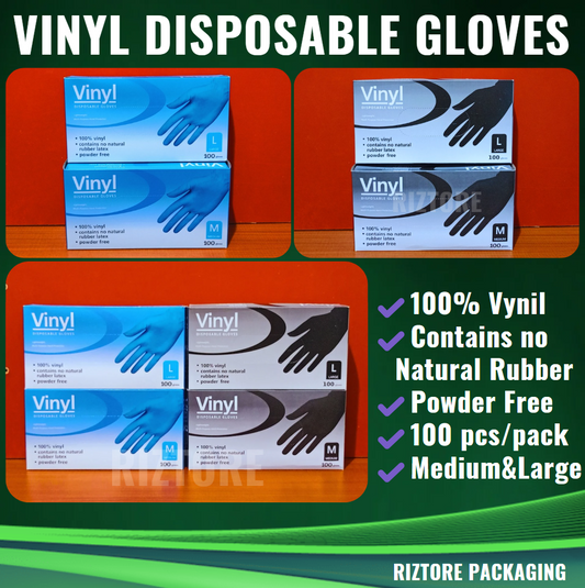 Vinyl Disposable Gloves Black/Blue