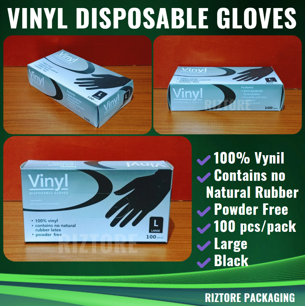 Vinyl Disposable Gloves Black/Blue