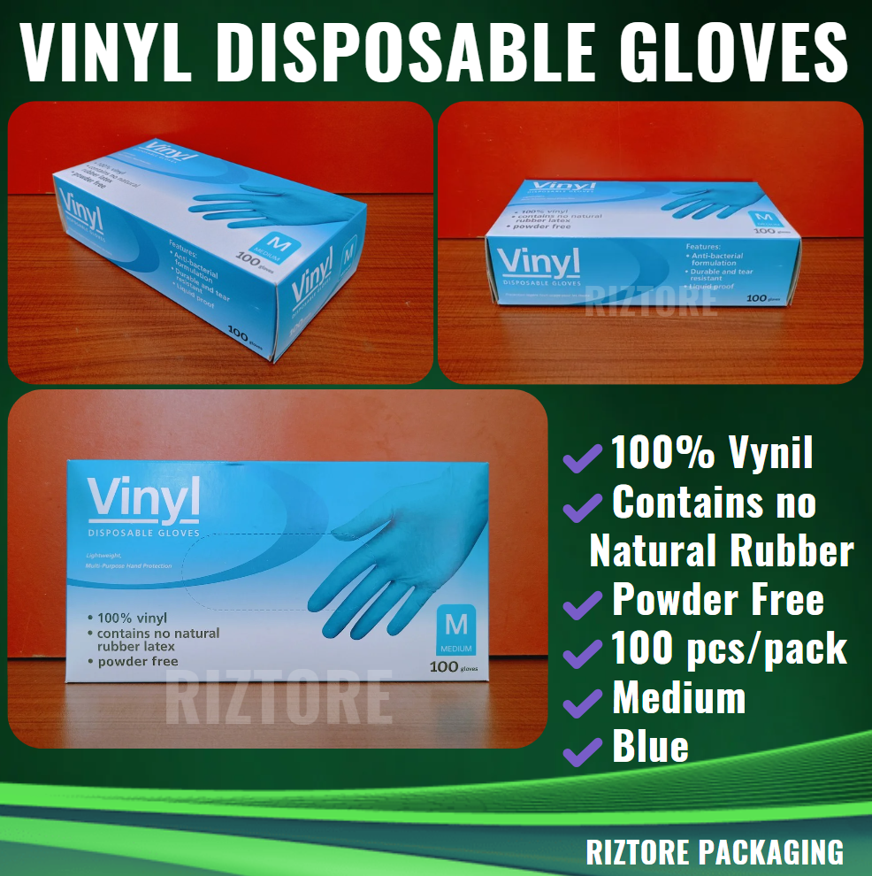 Vinyl Disposable Gloves Black/Blue