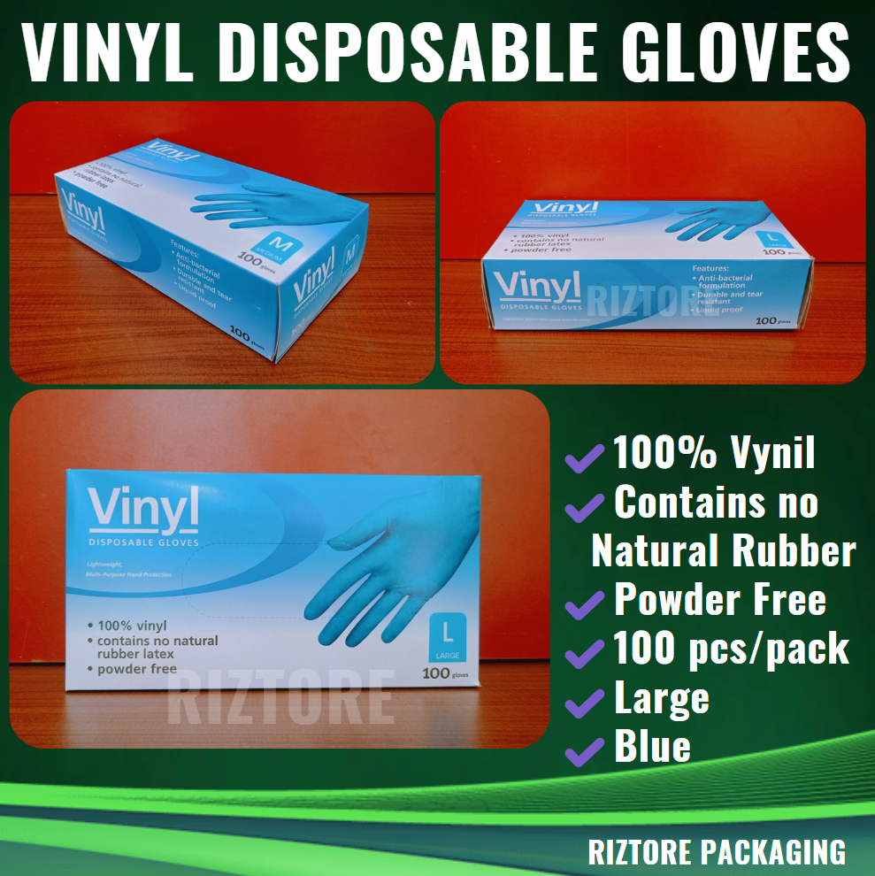 Vinyl Disposable Gloves Black/Blue