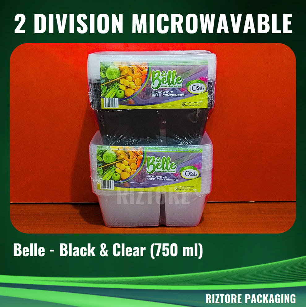 BELLE Microwavable Container 2 Division 10pcs/pack