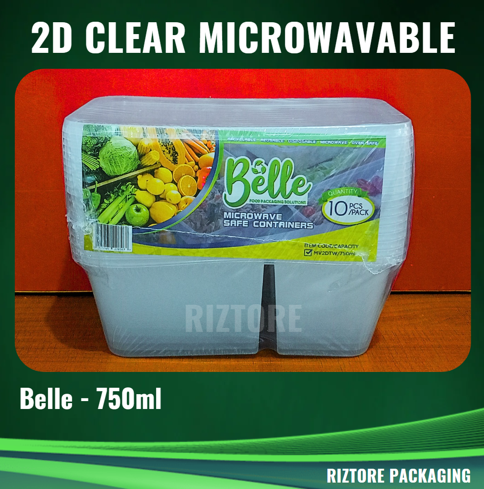 BELLE Microwavable Container 2 Division 10pcs/pack