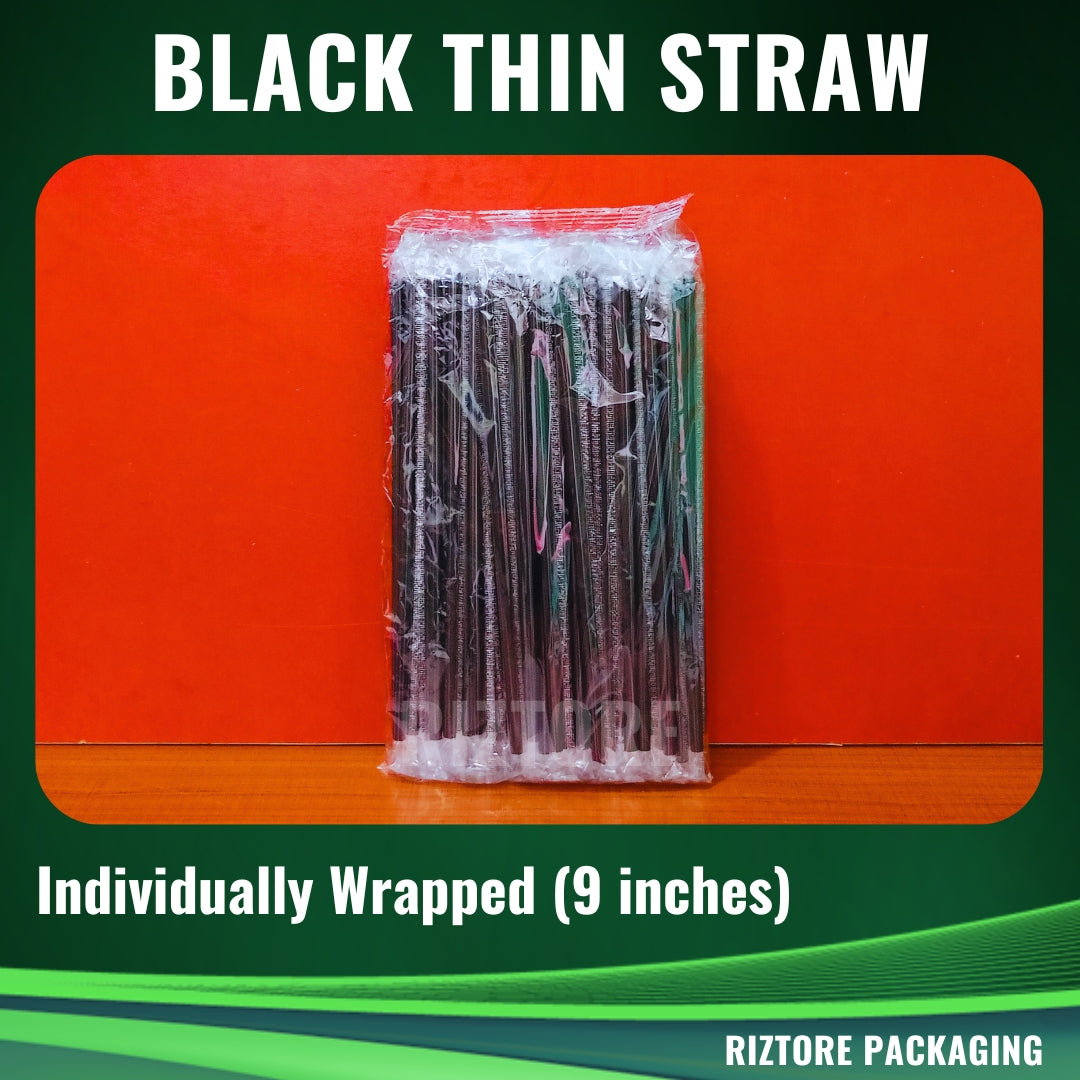 Black Thin Straw (Individually Wrapped)