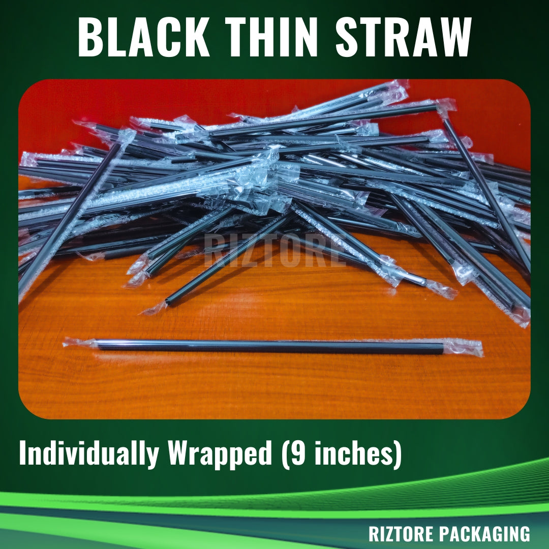 Black Thin Straw (Individually Wrapped)