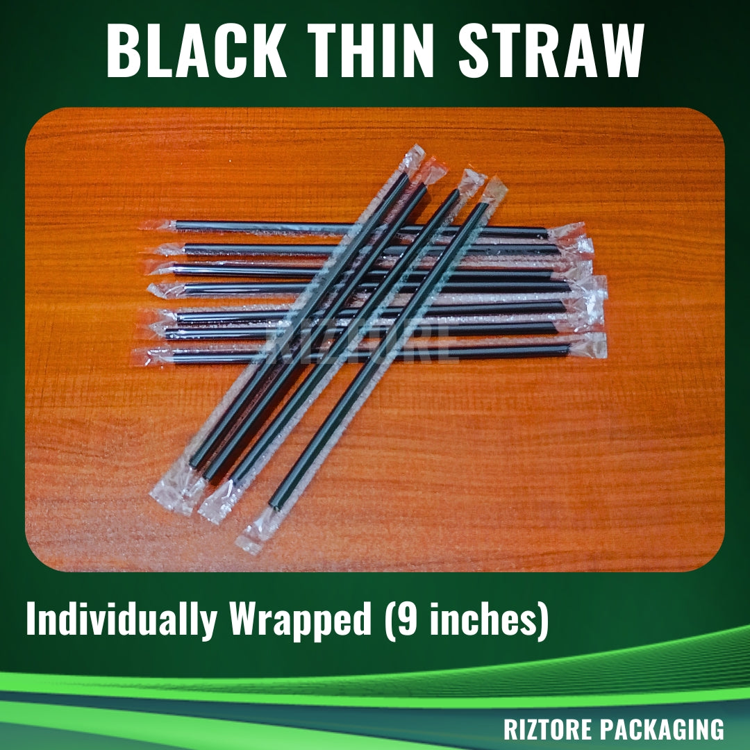 Black Thin Straw (Individually Wrapped)