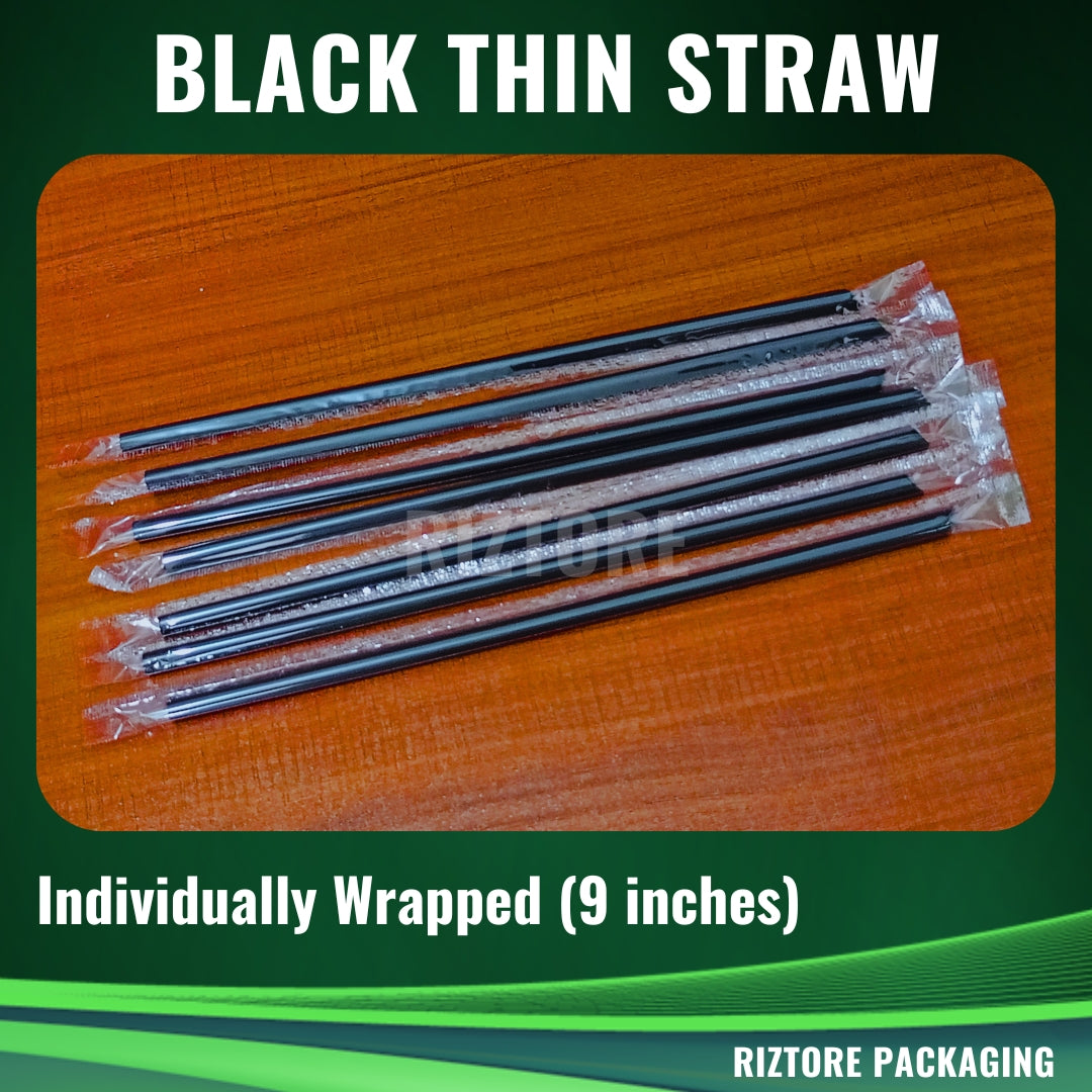 Black Thin Straw (Individually Wrapped)