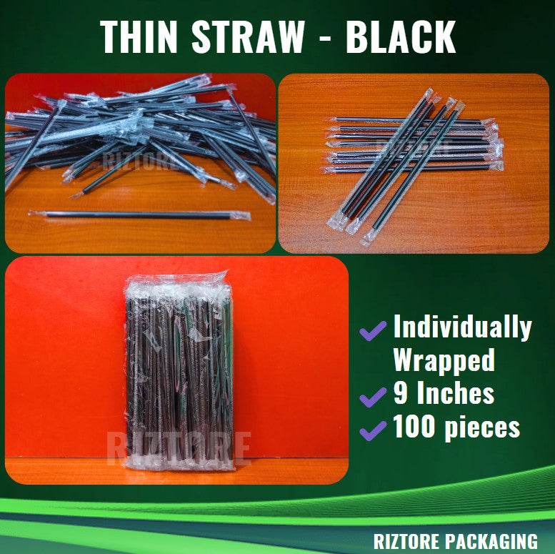 Black Thin Straw (Individually Wrapped)