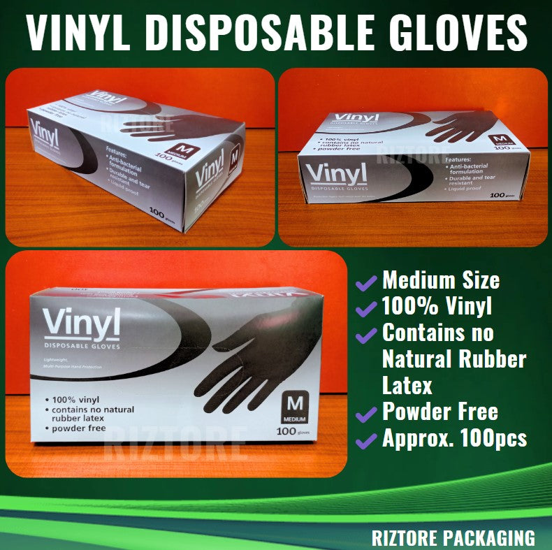 Vinyl Disposable Gloves Black/Blue