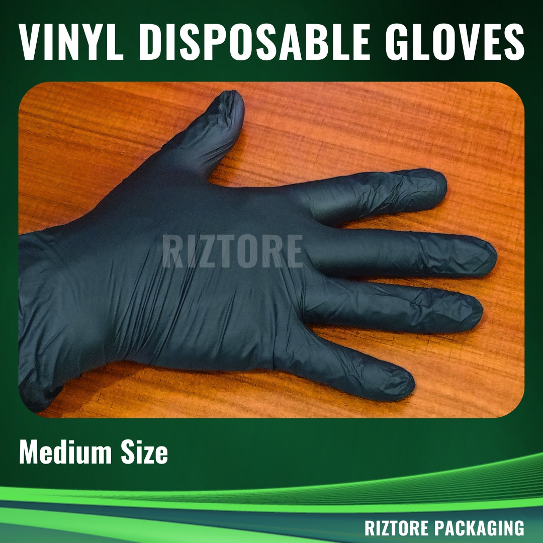 Vinyl Disposable Gloves Black/Blue