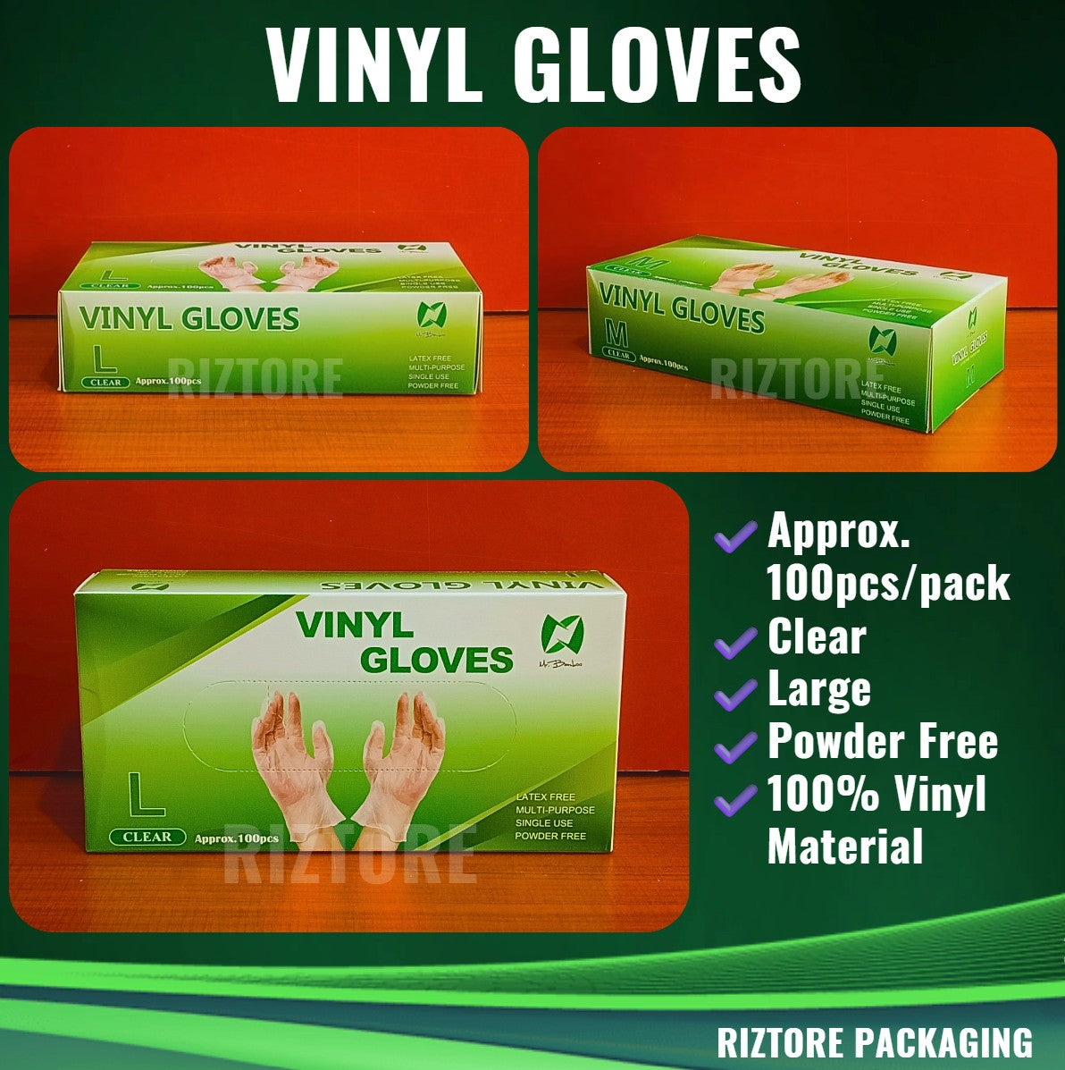 Mr. Bamboo Vinyl Disposable Gloves