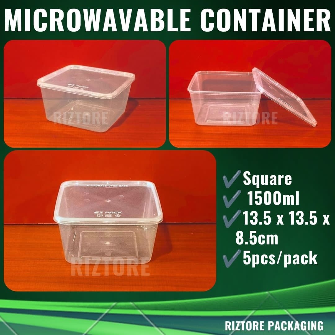 Square Microwavable Container 1500ml/2000ml