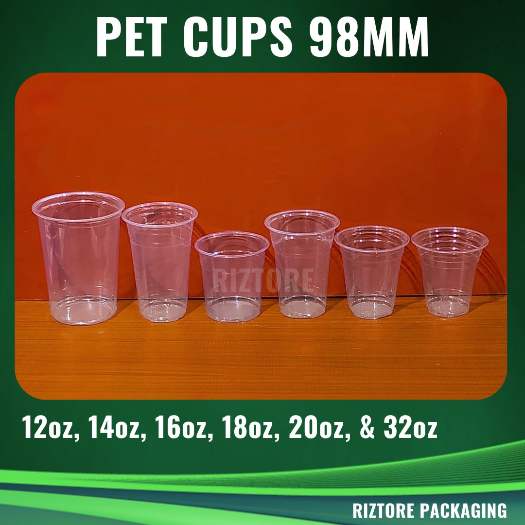 PET Cups and Lids 98mm 100 pcs