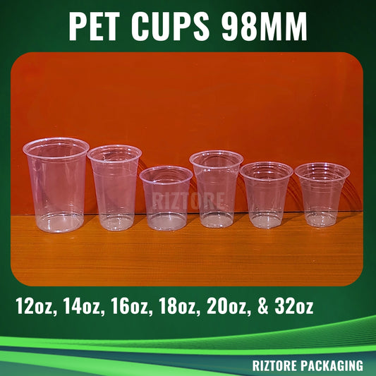 PET Cups and Lids 98mm 100 pcs