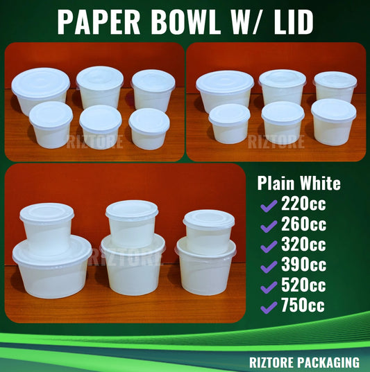 Paper Bowl with Lid 100 pcs